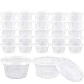 Augshy 40 Pack Small Slime Containers with Lids, Jello Shot Cups Condiment Containers Plastic Portion Cups with Lids for Salad Dressing Food Storage Containers(4 oz)