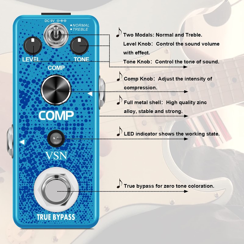 VSN Guitar Compressor Pedal for Analog Compression Effect Pedal Ultimate