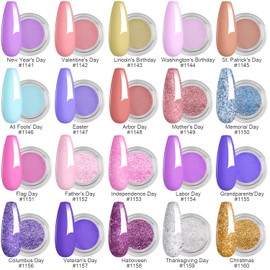 Aikker 20 Spring Colours Dip Powder Nail Kit Starter 27 Pcs Glitter Purple Pink Orange Acrylic Dipping Powder Liquid Set with Everything Base Top Coat Activator for French Nail Art Manicure AK33