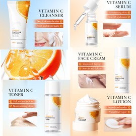 Skin Care Set Travel Kit for Women and Teenage Girls, 5 Piece Travel Size Skincare Gifts With Face Cleanser, Toner, Lotion, Serum, Face Cream, Hydrating Travel Size Skincare Set For Men