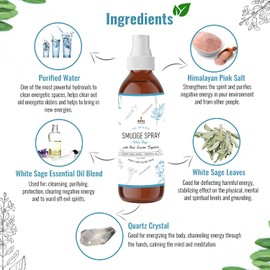 SOUL STICKS White Sage with Pearl Smudge Spray – 3.5oz Smokeless Energy Mist – Quartz Crystal & Pearl Infused Aura Cleanser – Spiritual Spray for Emotional Balance, Protection & Inner Peace