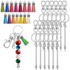 15 Pcs Beaded Keychain Making Kit,Metal Blank Silver Beaded Keychain