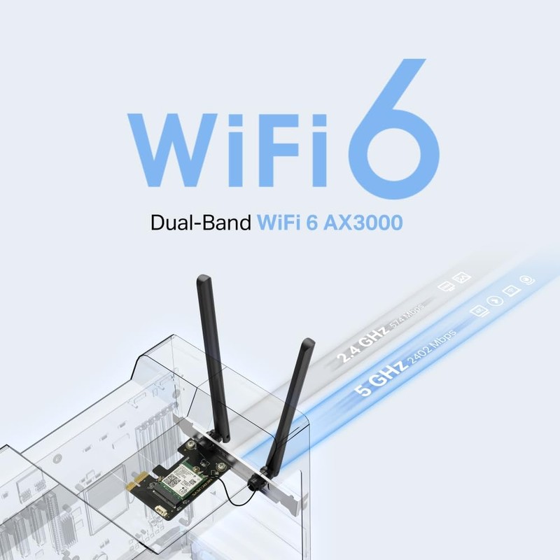 Mercusys MA80XE AX3000 Wi-Fi 6 Bluetooth 5.2 PCIe Adapter, Wi-Fi