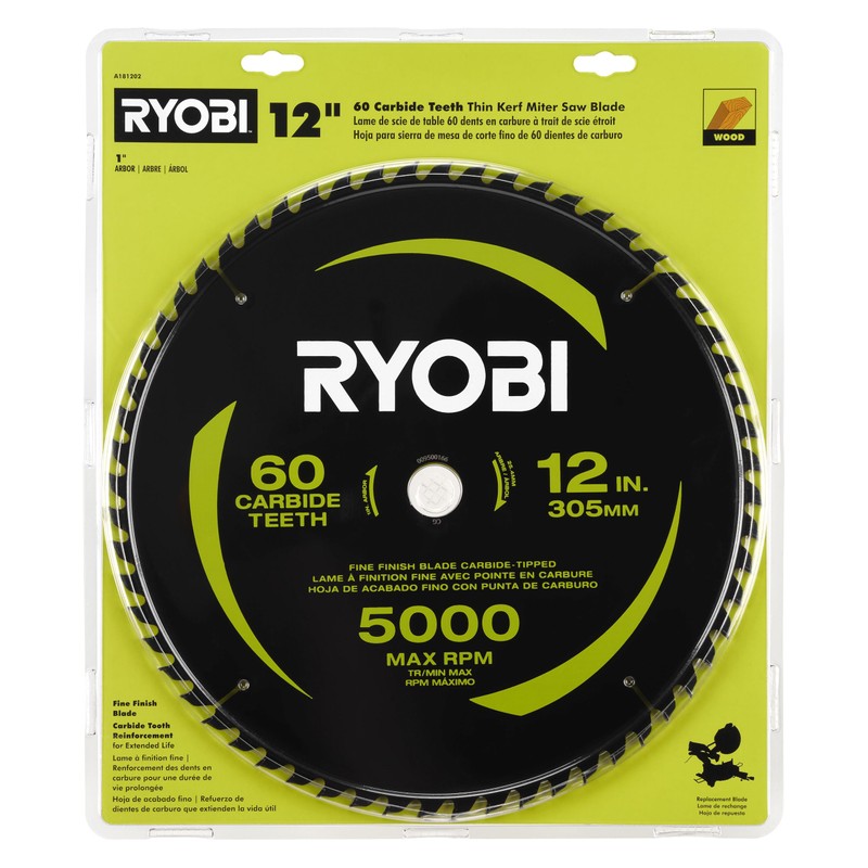 RYOBI 12" 60 Carbide Teeth Thin KERF Miter Saw Blade