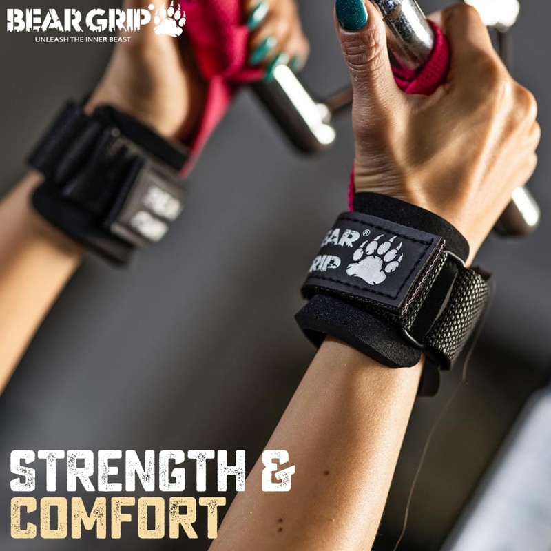 BEAR GRIP Power Straps - Weight lifting Straps (GreyCamo)