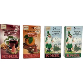 Knox Set of 4 Incense Cones (1 x Frankincense, Fir, Mulled Wine and Baked Apple)