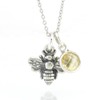 Sterling Silver Tiny Bee Charm with Honey Drop Necklace, 18"