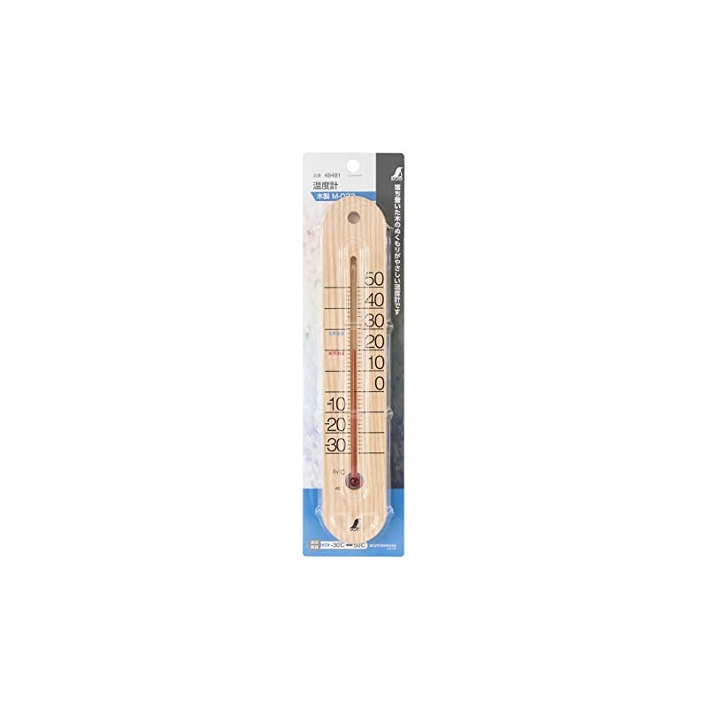 Shinwa Sokutei M-023 48481 Thermometer, Analog, Wall Mounted, Wood