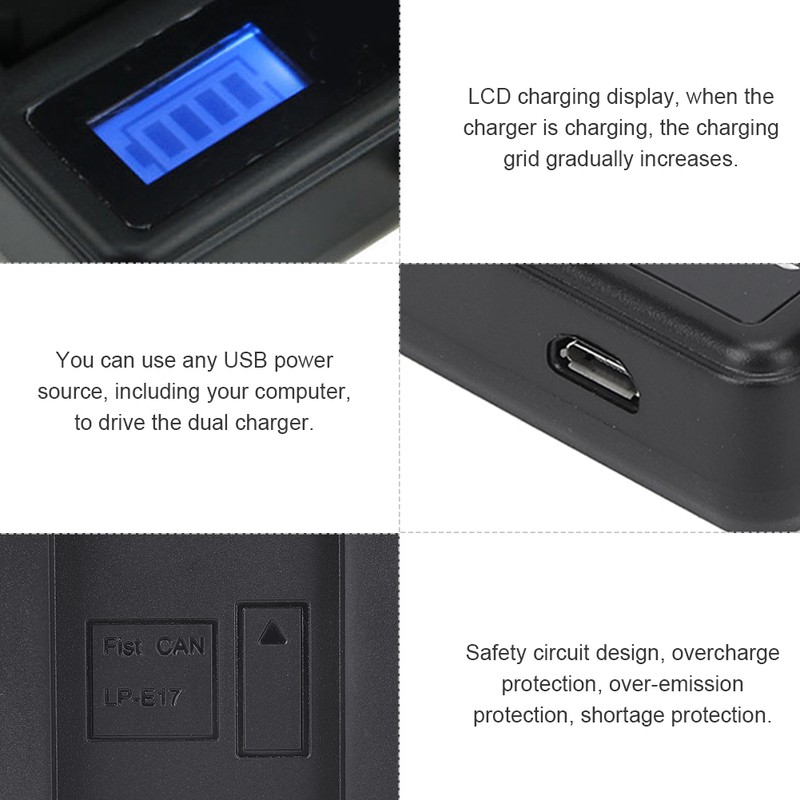 SEIVI Camera Battery Single Charger with LCD Display USB Intelligent