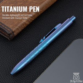 9TiEDC Premium Titanium Ballpoint Pen with Smooth Gel Ink - Luxury Writing Instrument for Business, Office & Daily Use - Perfect Executive Gift with Elegant Design (blue)