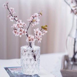 Small Clear Glass Vase for Centerpieces,Diamond Glass Bud Vase Hydroponic Vase,Mini Table Vase Clear Flower Vase Decorative for Wedding Farmhouse Home Decor