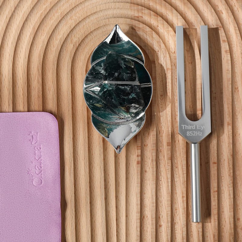 Ckakra Sound TherapyTuning Fork with Healing Crystals Kit, Meditation &