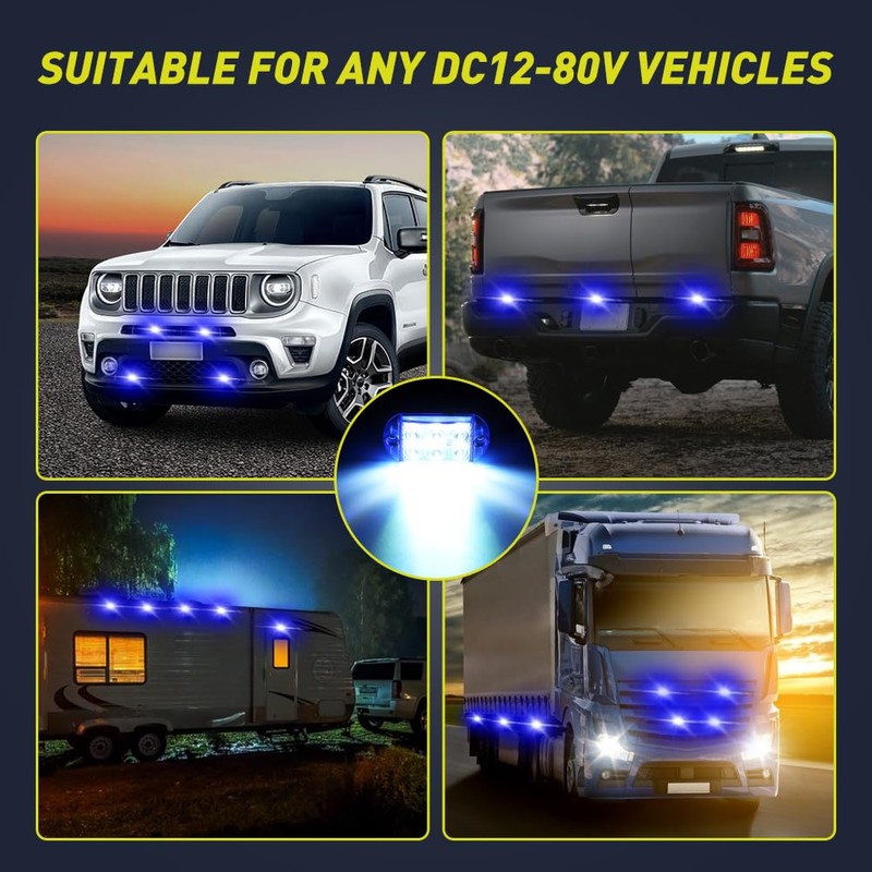 Sidaqi 6LED Emergency Flashing Strobe Lights for Truck Car Vehicle