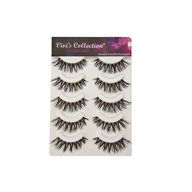 Vivis 5 Pairs Natural Look Lashes Handmade False Eyelashes Wispy