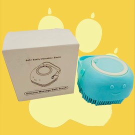 Generic New 2024 Pet grooming Bath Brush, Scrubber Shampoo Dispenser, Shower Brush for Washing Short and Long Hair Dogs and Cats Pet Bath Massage Brush (Yellow)