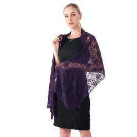 Gzcvba Women’s Soft Rose Lace Shawls and Wraps for Formal Evening Party Dress,Bride Bridesmaid Shawl for wedding (Purple)
