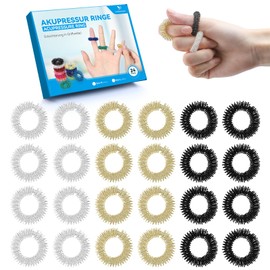 YANGTSUNG Akupressurringe, 24 Stück Fingermassagering Set für Stressabbau, Entspannung und Förderung der Durchblutung, 30 mm, Sensorische Ringe für Erwachsene und Jugendliche (Gold/Silber/Schwarz)