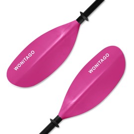WONITAGO Kayak Paddles with Alloy Shaft and PP Blade, Floating Kayaking Oars, Adjustable 230-250 cm/90-98 Inches, Pink