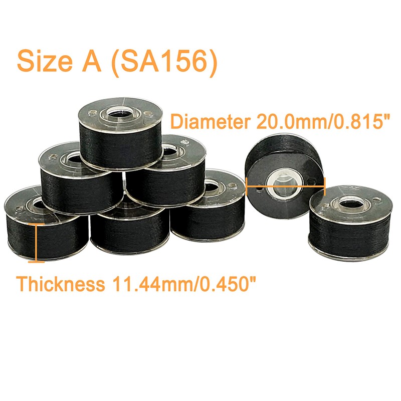 New Brothread 25pcs Black 70D/2 (60WT) Prewound Bobbin Plastic Size