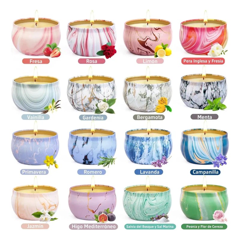 Velas Aromáticas, Velas Perfumadas De Cera De Soja 16 Piezas