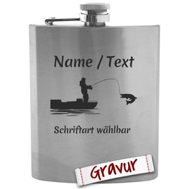 Fishing Gift Hip Flask with Engraving, Angler Gifts for Men, Gift Idea Men, Dad and Grandpa for Birthday, Retirement, Father's Day