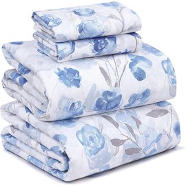 RUVANTI 100% Cotton Twin Sheets Set, 3 Pieces, Soft & Breathable Percale Weave Bedding, Deep Pocket 16", Hotel Standard, Crisp Cool Feel, Durable, Perfect Floral Bed Sheet, Monotones