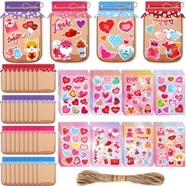 Sanixin 36Pcs Valentine's Day Cards for Kids Valentine Love Candy Jar Craft Kit, DIY Valentine Exchange Cards for Boys Girls for School Classroom Activity for Valentine's Day Party Favors