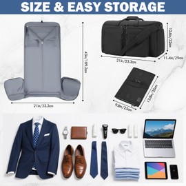 Garment Duffle Bags for Travel, Convertible Garment Bag with Shoe Compartment, 2 in 1 Carry on Suit Garment Bags for Men Women, All in One Hanging Suit Travel Bag for Airplanes, 55L