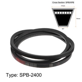 sourcing map SPB2400 V-Belt Drive Belt 2400 mm Pitch Length Rubber Power Transmission
