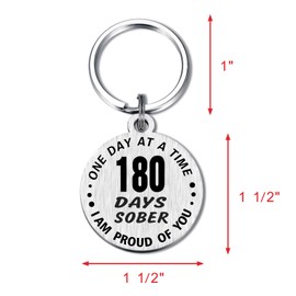 Alotozo 180 Days Sobriety Gift - 6 Months Sober Keychain - 180 Days AA NA Addiction Recovery Keyring - 6 Month Stay Sober Token