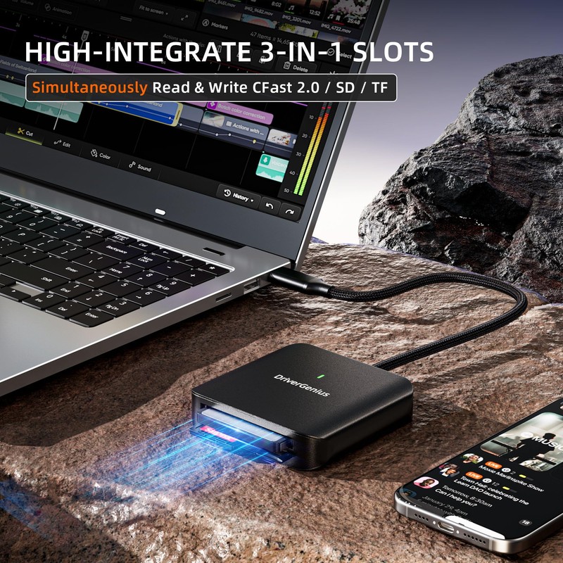 DriverGenius HB081 | 3-in-1 CFast 2.0 Reader USB-C UHS-II 4.0