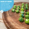 Solitaire Wooden Board Game with Green Goblin Glass Marbles 22cm