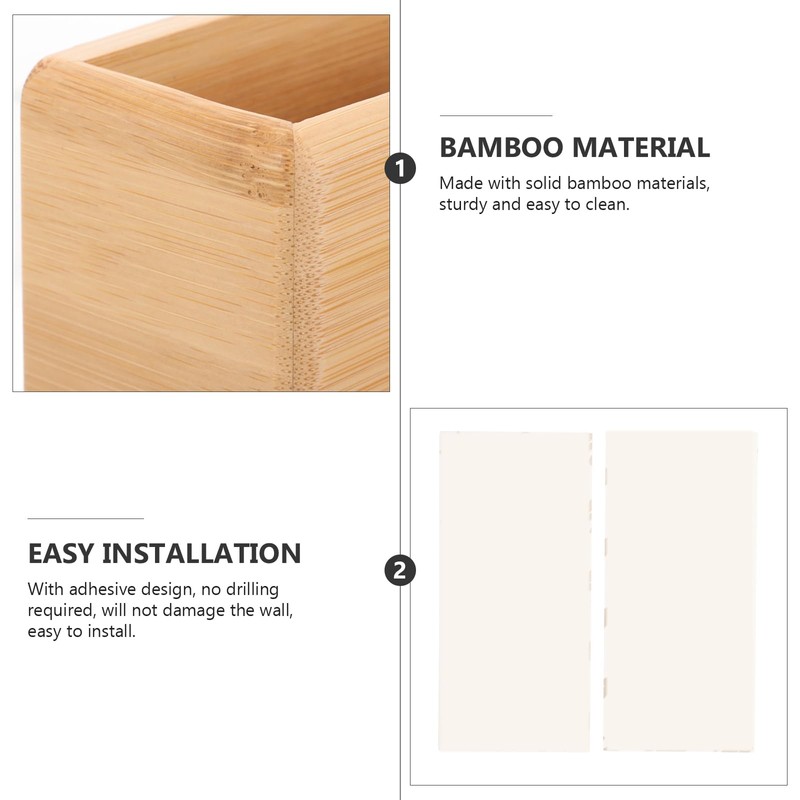 Garneck Wall-Mounted Remote Control Holder, Bamboo, Natural