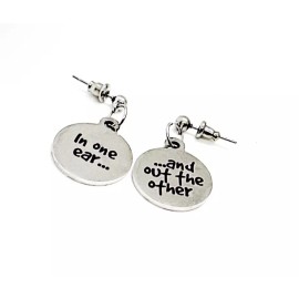 JKCE Designs In One Ear And Out The Other Charm Earrings, Fun Earrings, Fun Gifts, Quirky