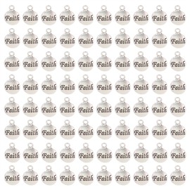 Shapenty Faith Charms Alloy Metal Inspiration Message Pendants Charms Bulk for Keychain Earrings Bracelets Necklace Jewelry Making Accessories DIY Craft Gift Decoration, 80PCS