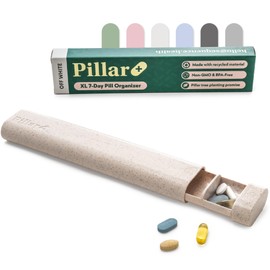Pillar Plus - XL 7 Day Pill Box Organiser | BPA-Free Wheat Straw Pill Organiser | Beautiful Tablet Organiser for Travel and Home (Off White)