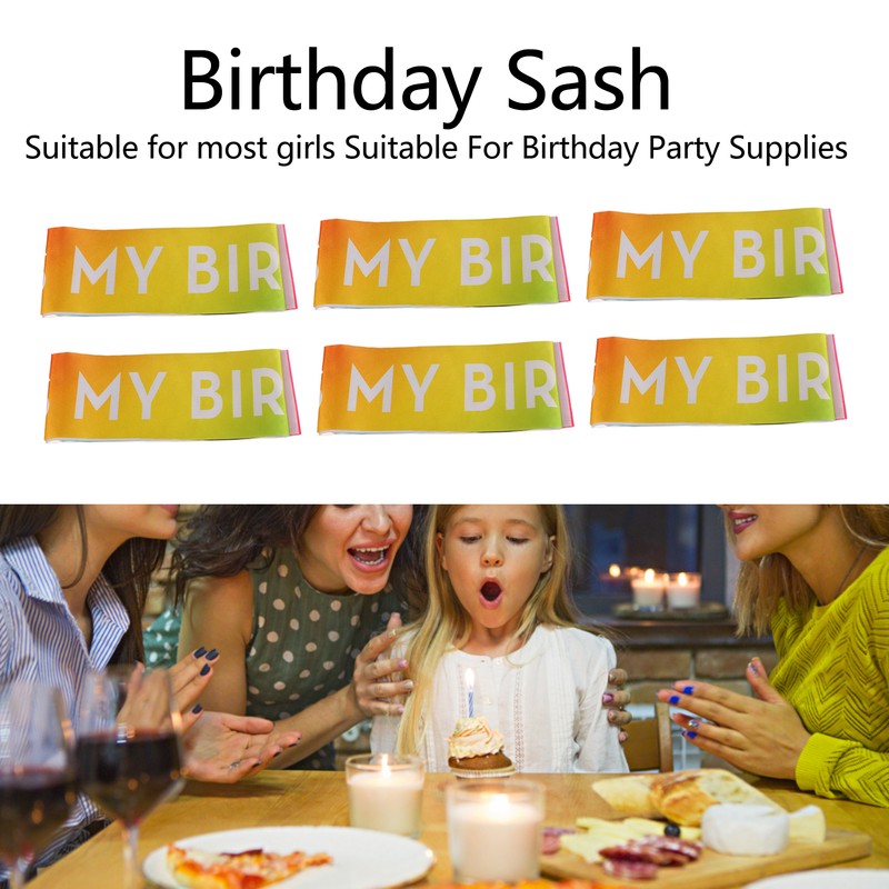 6 Pcs Birthday Sash Reusable Soft Comfortable Colorful Satin Birthday