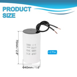 PATIKIL 2 Pcs 25uF CBB60 Running Capacitor with 2 Wires, AC 450V Start Up Motor with Frequency of 50Hz/60Hz for Refrigerators, Washing Machines, Water Pumps, Air Compressors Pumps