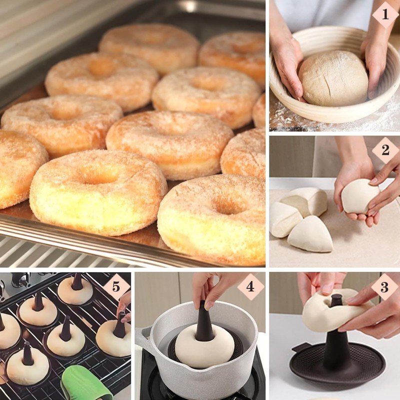 CJQINGRUN 6-Piece Silicone Donut Pan & Bagel Mold Set for