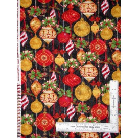 Henry Glass & Co. Christmas Legend Fabric Old Fashioned Ornaments Holly Cotton Henry Glass Yard