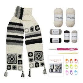 Noocro Granny - Kit completo de hilo con gancho de ganchillo, marcadores y otros accesorios, instrucciones detalladas y tutorial en video, para principiantes intermedios o ambiciosos