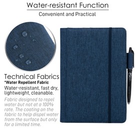 Kaitiaki Folio Cover Compatible with Rocketbook Everlast, Wave, Fusion, Panda, A5 Portfolio Organizer with Pen Loop, Business Card Holder, Waterproof Fabric, Ribbon bookmark, Executive Size, Blue