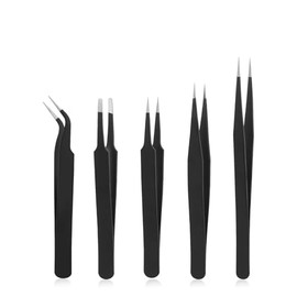 5 Stück Pinzetten Set,Gebogener Spitze Pinzette,Präzisions Antistatisch Reparatur,Perlen Pinzette, Für Computer, Elektronische Reparaturen, Schmuck, Labor, Präzisionsarbeit (5 Modelle)