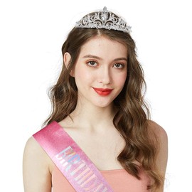 "Birthday Queen" Sash & Crystal Tiara Kit COCIDE Birthday Silver Tiara and Crowns for Women Birthday Sash for Girls Birthday Decorations Set Rhinestone Headband Hair Accessories Glitter Sash for Party