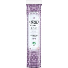SoulSation Rondas de algodón orgánico, 100 unidades, almohadillas desmaquillantes para cara, sin pelusa