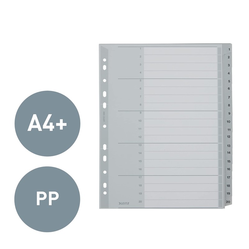 Esselte Leitz 12840000 Plastic Index 1–20 A4 Polypropylene 20 Sheets