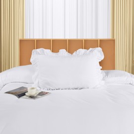 Utopia Bedding Ruffle Duvet Cover - Single Duvet Cover Set with Pillowcase - Soft Microfibre Polyester Ruffle Bedding (White)