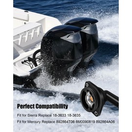 892864T06 Thermostat Housing Assembly Fits for Mercury Oubtoard 75-115 HP Outboard Motors EFI 4-Stroke, Replace 8M0090819 18-3635 18-3633