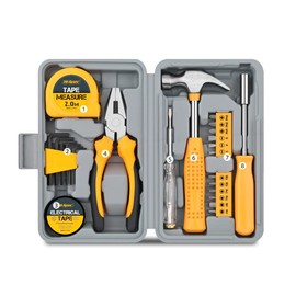 Hi-Spec 24Piece Tool Set General Household Hand Tool Kit with Plastic Toolbox Storage Case Blue for Woman-Include All Essentials