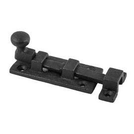 Renovators Supply Manufacturing Slide Bolt Latch 3.5 in. Black Wrought Iron Ball Tip Style Slide Bolt with Mounting Hardware